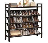 Slim Space-Saving Shoe Rack, Metal Independent Shoe nizer for Small Spaces & Corners, Perfect for Hallways, Entrances, Behind Doors & Closets (Black, 90x)