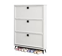 Slim Space-Saving Shoe Rack, Modern Closed Vertical Shoe Cabinet for Entryway, White Wooden Design, Simple & Stylish, Perfect for Hallway, Available in Green/Grey Colors