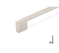 Slim Square D Handle 160mm | Contemporary Pull Kitchens Wardrobes Cupboards Cabinets Drawers | Matt Black, Satin Nickel, Chrome Handle (Satin Nickel, Hole Center-160mm)