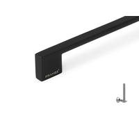 Slim Square D Handle 160mm | Contemporary Pull Kitchens Wardrobes Cupboards Cabinets Drawers | Matt Black, Satin Nickel, Chrome Handle (Matt Black, Hole Center-160mm)