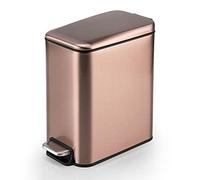 Slim Stainless Steel Trash Can with Lid & Pedal 5L/1.3 Gallon Wastebasket for Bathroom Living Room and Narrow Spaces - Black Titan Finish