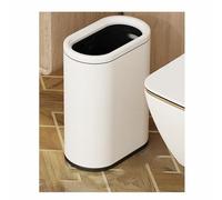 Slim Stainless Steel Trash Can with PP Inner Bucket 12L Large Capacity Space Saving Design for Kitchen Office & Bathroom Modern White Wastebasket