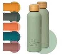 Slim Stainless Steel Water Flask 500ml - Soft Feel Matte Finish, No straw Insulated Flask is BPA-Free, Leakproof - Preppy Insulated Water Bottle - Ideal for Travel, Gym & Hiking. Sage Green By Perevor