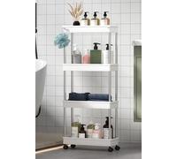 Slim Standing 4-Tier Corner Storage Rack Shelf Plastic for Kitchen Bathroom Living and Home White One Size