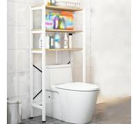 Slim Standing Bathroom Shelf Thickened Board Space-Saving Multi-Layer Freestanding Toilet Rack Washing Machine Stand White 3-Tier Storage nizer