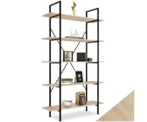 Slim Standing Shelf | 5 Shelves Ladder Bookcase Wall Unit Wooden Corner Storage