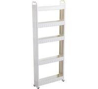 Slim Storage Cabinet - 4-Tier Rolling Pantry Cart with Baskets, Space-Saving 10cm Wide Trolley for Kitchen, Bathroom & Laundry, Ideal for Narrow Spaces & Small Areas