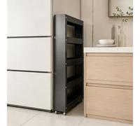 Slim Storage Cart, Rolling Pull Out Kitchen Organizer with Wheels, Carbon Steel Narrow Rack for Small Spaces, Bathroom, Laundry Room, Refrigerator Side, 15.7 x 7 x 52.7 in