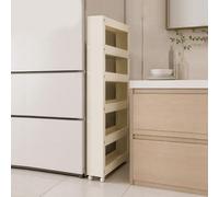 Slim Storage Cart, Rolling Pull Out Kitchen Organizer with Wheels, Carbon Steel Narrow Rack for Small Spaces, Bathroom, Laundry Room, Refrigerator Side, 15.7 x 7 x 52.7 in