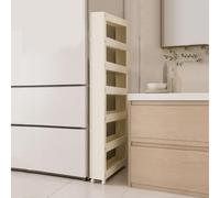 Slim Storage Cart, Rolling Pull Out Kitchen Organizer with Wheels, Carbon Steel Narrow Rack for Small Spaces, Bathroom, Laundry Room, Refrigerator Side, 15.7 x 7 x 52.7 in
