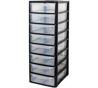 Slim Storage Drawers Tower Unit Office Desktop Tabletop Home School Garage Portable Desk Organizer 2|3|4|6|8 Tiers - A4 Plastic Small Black/Clear