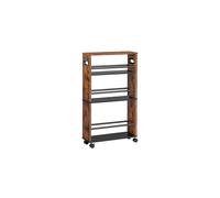 Slim Storage Trolley Narrow Kitchen Cart Slide Out Kitchen Trolley on Wheels 4tier Rolling Utility Cart with Handle for Small Space Bathroom Living