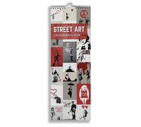 Slim STREET ART 2024 Illustrated Wall Calendar 12 Months Spiral Bound Ideal for Office, Home and Gift Idea - Multicoloured