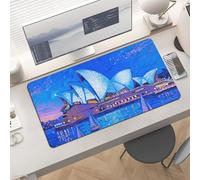 Slim Sydney Opera House Blue Night Desk Mat for Keyboard and Mouse 24x12 Inch Gaming Mouse Pad Protector Non-Slip Rubber Base Portable Deskpad for Office/Gaming/Remote Work Desktop Accessories Decor