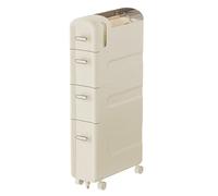 Slim Tall Vertical Bathroom Cabinet with Drawers and Casters, 3-Layer Storage Unit for Toilet Paper and Small Items, Freestanding Plastic Organizer