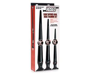 Slim Tapered Anal Hosed Training Set - 3-Piece Silicone Training Kit for Beginners to Advanced Users | Flexible, Long with Suction Cup Base | for Men and Women