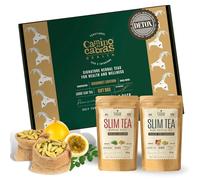 Slim Tea Gift Set - Detox Tea for Weight Loss and Belly Fat Support - Bloating Relief - Morning Boost & Night Caffeine Free Loose Leaf Slimming Herbal Infusions 2 x 100g (100 cups) - Camino de Cabras