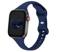 Slim Thin Band Compatible with Apple Watch 38mm 40mm 41mm 42mm 44mm 45mm 46mm 49mm, Replacement Silicone Sport Strap Wristbands for iWatch Series 9/8/7/6/5/4/3/2/1 Ultra/2 SE Women Men, Navy Blue
