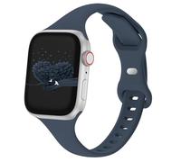 Slim Thin Band Compatible with Apple Watch 38mm 40mm 41mm 42mm 44mm 45mm 46mm 49mm, Replacement Silicone Sport Strap Wristbands for iWatch Series 9/8/7/6/5/4/3/2/1 Ultra/2 SE Women Men, Storm Blue