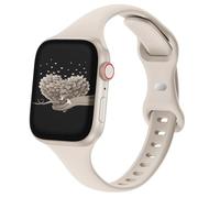 Slim Thin Band Compatible with Apple Watch 38mm 40mm 41mm 42mm 44mm 45mm 46mm 49mm, Replacement Silicone Sport Strap Wristbands for iWatch Series 9/8/7/6/5/4/3/2/1 Ultra/2 SE Women Men, Starlight