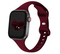 Slim Thin Band Compatible with Apple Watch 38mm 40mm 41mm 42mm 44mm 45mm 46mm 49mm, Replacement Silicone Sport Strap Wristbands for iWatch Series 9/8/7/6/5/4/3/2/1 Ultra/2 SE Women Men, Wine Red