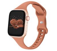 Slim Thin Band Compatible with Apple Watch 38mm 40mm 41mm 42mm 44mm 45mm 46mm 49mm, Replacement Silicone Sport Strap Wristbands for iWatch Series 11/10/9/8/7/6/5/4/3/2/1 Ultra SE Women Men, Brown