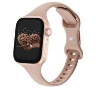 Slim Thin Band Compatible with Apple Watch 38mm 40mm 41mm 42mm 44mm 45mm 46mm 49mm, Replacement Silicone Sport Strap Wristbands for iWatch Series 9/8/7/6/5/4/3/2/1 Ultra/2 SE Women Men, Milk Tea