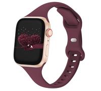 Slim Thin Band Compatible with Apple Watch 38mm 40mm 41mm 42mm 44mm 45mm 46mm 49mm, Replacement Silicone Sport Strap Wristbands for iWatch Series 9/8/7/6/5/4/3/2/1 Ultra/2 SE Women Men, Mulberry