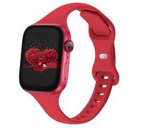 Slim Thin Narrow Band Compatible with Apple Watch 38mm 40mm 41mm 42mm 44mm 45mm 46mm 49mm, Replacement Silicone Sport Strap Wristbands for iWatch Series 9/8/7/6/5/4/3/2/1 Ultra/2 SE Women Men, Red