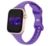 Slim Thin Narrow Band Compatible with Apple Watch 38mm 40mm 41mm 42mm 44mm 45mm 46mm 49mm, Replacement Silicone Sport Strap Wristbands for iWatch Series 9/8/7/6/5/4/3/2/1 Ultra/2 SE Women Men, Purple