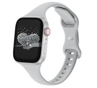 Slim Thin Narrow Band Compatible with Apple Watch 38mm 40mm 41mm 42mm 44mm 45mm 46mm 49mm, Replacement Silicone Sport Strap Wristbands for iWatch Series 9/8/7/6/5/4/3/2/1 Ultra/2 SE Women Men, Gray