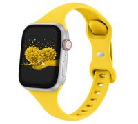 Slim Thin Narrow Band Compatible with Apple Watch 38mm 40mm 41mm 42mm 44mm 45mm 46mm 49mm, Replacement Silicone Sport Strap Wristbands for iWatch Series 9/8/7/6/5/4/3/2/1 Ultra/2 SE Women Men, Yellow