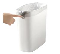 Slim Trash Can Open Top Plastic Narrow Trash Can 11.1x10.6x5.1 inch Small Waste Basket with Round Hole Non Slip Small Trash Bin for Bathroom Office Bedroom Kitchen Narrow Bathroom Trash Can Small Wast