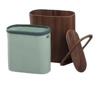 Slim Trash Can with Swing Lid Wooden Garbage Bin for Kitchen & Bathroom Stylish Waste Container Indoor Recycling Bin Space-Saving Design Modern Home Essentials