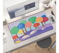 Slim Trees and Rocks Desk Mat for Keyboard and Mouse 24x12 Inch Gaming Mouse Pad Protector Non-Slip Rubber Base Portable Deskpad for Office/Gaming/Remote Work Desktop Accessories Decor