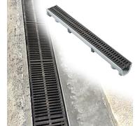 Slim Trench Drain System Kit - Easy Install Channel Drain with Removable Grate Covers for Yard Garden Driveway & Garage - Effective Water Management Solution