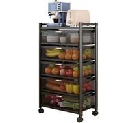 Slim Trolly Utility, Cart Mesh Wire With Drawer e Organizer 3/4/5-Tier Rolling Multifunctional Cart For Home Kitchen Bathroom Office Bedroom,4 F