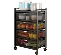 Slim Trolly Utility, Cart Mesh Wire With Drawer e Organizer 3/4/5-Tier Rolling Multifunctional Cart For Home Kitchen Bathroom Office Bedroom,4 F