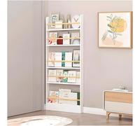 Slim Vertical Kinder Book Shelf - Step Wooden Bookcase for Bedroom Living Room Home Office Space Saving Storage Behind Door (Size: 100x10x145cm)