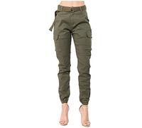 Slim Waist High Women's Cargo Belt Fit Jogger Color Pants with Matching Solid Pants Womens Frankie Cargo Trousers Skinny Legs Camo Casual Going Out Stretch Trousers