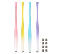Slim Waist Stylus Pens for Touch Screens, Stylus for iPhone, iPad, Kindle Fire Including 8 Extra Replacement Fiber Tips (Colorful Pink, Purple, Blue, Yellow)