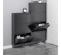 Slim Wall Shoe Rack 3/4 Tier Metal nizer with Foldable Drawers Narrow Entryway & Corner Shoe Storage 20" x 4.8" x 53.62" Perfect for Space-Saving Solutions