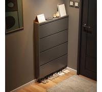Slim Wall Shoe Rack - 3/4 Tier Metal Shoe nizer with Foldable Drawers - Narrow Shoe Cabinet for Entryway & Corner (31.5" x 5.98" x 53.62")