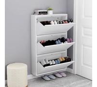 Slim Wall Shoe Rack 3/4 Tier Metal Shoe nizer with Hidden Drawers Space-Saving Shoe Cabinet for Entryway Hallway Corner Storage (20 x 6 in)