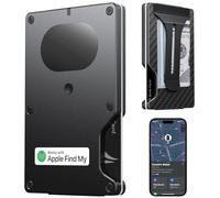 Slim Wallet Build in Airtag Chip, Smart Wallet Compatible with Apple Find My iOS Only, Black Carbon Fiber, 3.3 x 2.1 x 0.31 inches, Minimalist