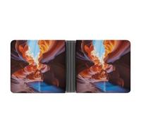 Slim Wallet Compact Bifold Wallet Antelope Canyon Leather Wallets，Minimalist Wallets for Men with Credit Card Holder Leather Coin Slot ID Window Unisex