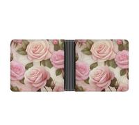 Slim Wallet Compact Bifold Wallet Beauty Roses Leather Wallets,Minimalist Wallets for Men with Credit Card Holder Leather Coin Slot ID Window Unisex