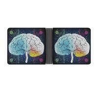 Slim Wallet Compact Bifold Wallet Geometry Brain Image with Science Leather Wallets，Minimalist Wallets for Men with Credit Card Holder Leather Coin Slot ID Window Unisex