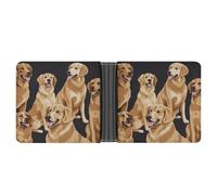 Slim Wallet Compact Bifold Wallet Golden Retrievers Leather Wallets，Minimalist Wallets for Men with Credit Card Holder Leather Coin Slot ID Window Unisex