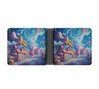 Slim Wallet Compact Bifold Wallet Ice Cream and Candy Leather Wallets，Minimalist Wallets for Men with Credit Card Holder Leather Coin Slot ID Window Unisex